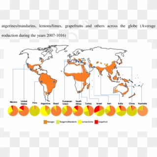 Geographical Distribution Of Production Of Major Citrus - Countries That Support Guaido Clipart