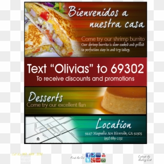 Olivia's Mexican Restaurant, 9447 Magnolia Avenue, - Flyer Clipart