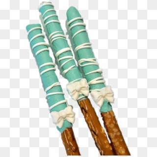 Tiffany Blue Teal White Rods With Bow , Png Download - Teal Chocolate Covered Pretzels Clipart