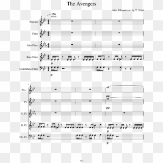 The Avengers Theme Song For Flute Ensemble Sheet Music - Suite Comercial Navideña Partitura Clipart