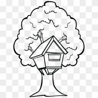 House With Trees Clipart Black And White Graphic Library - Png Download