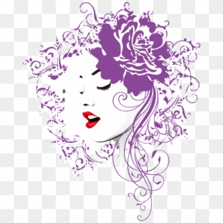 #woman #flowers #face #purple #silhouette #hair #lips - Rose Girl Vector Clipart