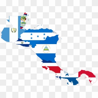Flag-map Of Central America - Central America Map With Flags Clipart