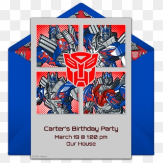 Optimus Prime Squares Online Invitation - Transformers Birthday Invitations Clipart