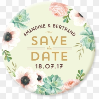 Invitation Mariage Personnalise Fleurs Pink Mint Bouquet - Circle Clipart