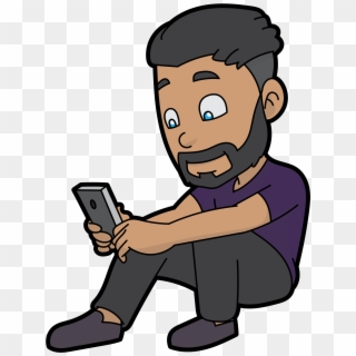 Png Black And White File Cartoon Man Using His Smartphone - Man Using Smart Phone Cartoon Clipart