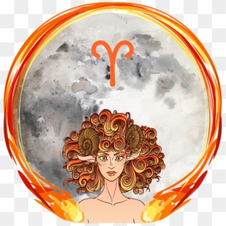 Aries Full Moon September - Illustration Clipart