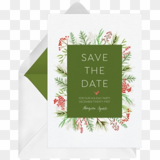 Save The Date Holiday Party Templates - Holiday Greenery Watercolor Clipart