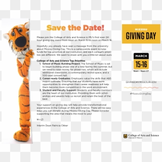 Mizzou Giving Day Save The Date Message - Tiger Clipart