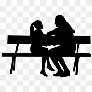 People Talking On Bench - Mother And Daughter Silhouette Clipart