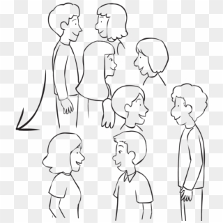 Back Group Of People Talking In Pairs As Part Of Active - Line Art Clipart