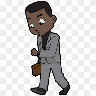 Vector Transparent File Cartoon Black Checking His - Black Businessman Cartoon Character Clipart