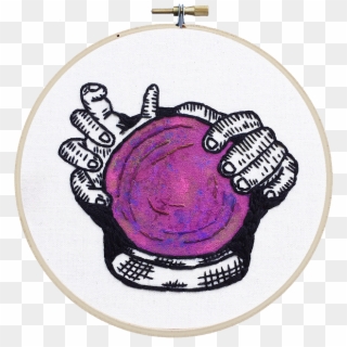 Crystal Ball 6" Hand Embroidery By Cardinal & Fitz - Witchcraft Embroidery Clipart
