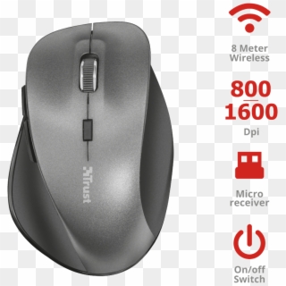 Ravan Wireless Mouse - Trust Ravan Wireless Mouse Optical Ergonomic Grey Clipart