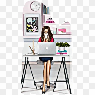 #girl #coffee #work #laptop #clock #freetoedit - Anastasia Kosyanova Clipart