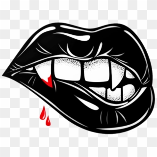 #halloween #vampire #blood #vampirefangs #vampireteeth#freetoedit - Lips And Vampire Teeth Tattoo Clipart