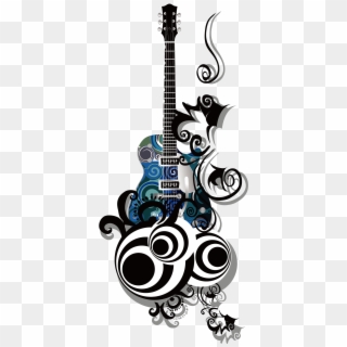 And Decorative Wall Sticker Material India Guitar Clipart - Wall Sticker Design Guitar - Png Download