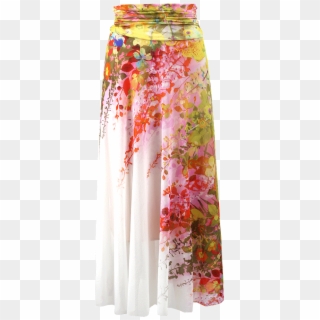 Pull-on Floral Print Maxi Skirt - Floral Design Clipart