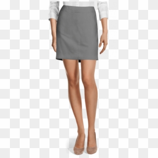 Grey Short Wool Blend Pencil Skirt-view Front - Grey Pencil Skirt Short Clipart
