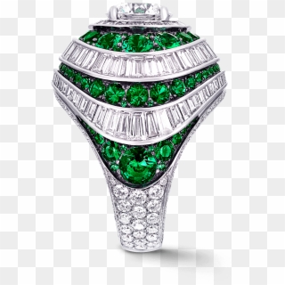 Side View Of A Graff Emerald And Diamond Swirl Baguette - Engagement Ring Clipart