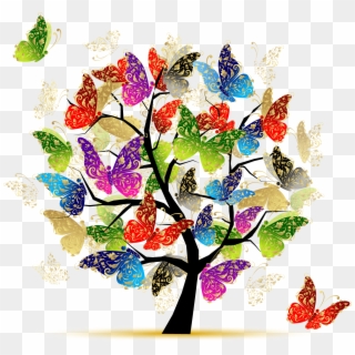 Donor Recognition » Butterfly Tree Illustration - Tree Of Life With Butterflies Clipart
