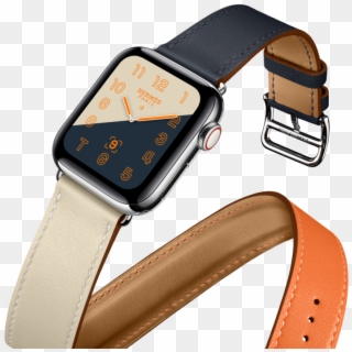 The Iconic Hermès Double Tour Orange, Craie And Indigo - Apple Watch Series 4 Hermes Clipart