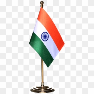 Indian Miniature Table Flag With A Gold-plated Plastic - Flag Clipart