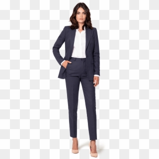 Blue Linen-cotton Pant Suit - Corporate Suit For Women Clipart