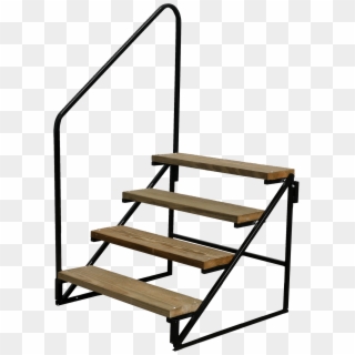 Wood Metal Steps With Siderail - Stairs Clipart