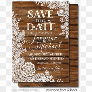Rustic Wood Vintage Lace Save The Date Cards [di-5022sd] - Rustic Vintage Save The Date Clipart