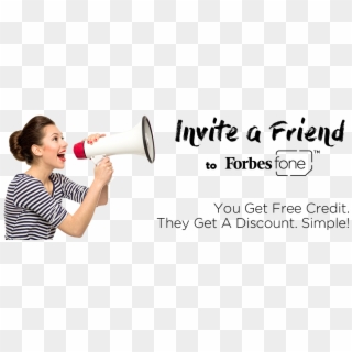 Invite A Friend - Woman With Speaker Clipart