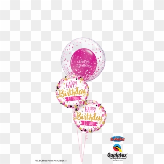 Pink & Gold Confetti Birthday Bouquet At London Helium - Blue 1st Birthday Balloons Png Clipart