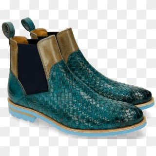 Brad 9 Woven Turquoise New Sand Derby Shoes - Melvin And Hamilton Brad 9 Clipart