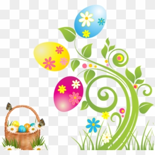 Easter Flowers And Basket, Easter Flowers, Basket, - Clip Art Easter - Png Download