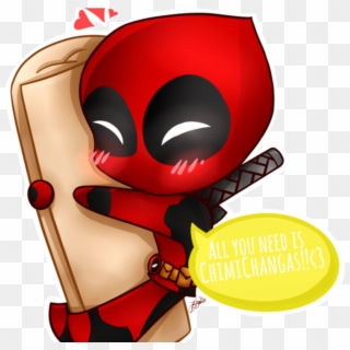 Collection Of Free Deadpool Drawing Valentine's Day - Chibi Deadpool Chimichanga Clipart