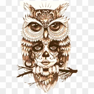 Body Owl Art Tattoo Mystic Drawing Clipart - Owl Tattoo Drawing - Png Download