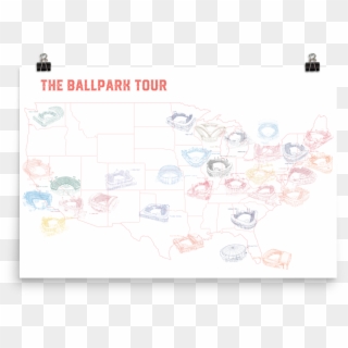 Mlb Stadiums Map - Paper Clipart