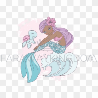 Wave Mermaid Underwater Princess Walk Vector Illustration - Cartoon Clipart