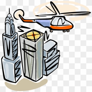 Vector Illustration Of Helicopter Aircraft Flies Over Clipart
