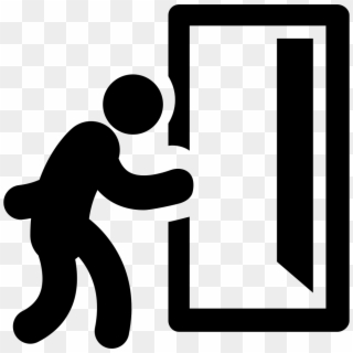 Man And Opened Exit Door Comments - Person Opening Door Icon Clipart