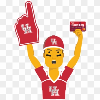 Houston Ultimate Fan Holding The Houston Cougars Fancard Clipart