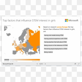 Microsoft Uses Power Bi For Girls In Stem Research - Continent Europa Png Clipart