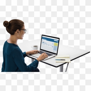 Image Is Not Available - Person On Computer Transparent Clipart