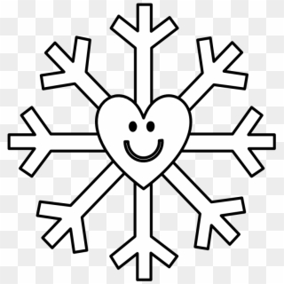 Snowflake, Smiley Face, Heart, Black And White, Png - Snowflake Template Clipart