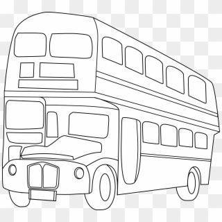 School Bus Black And White Double Decker Bus Clipart - Double Decker Bus Line Drawing - Png Download