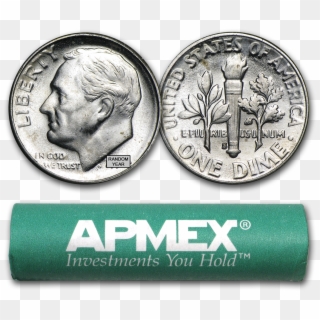 90% Silver Roosevelt Dimes $5 50-coin Roll Bu - Roosevelt Dime Clipart
