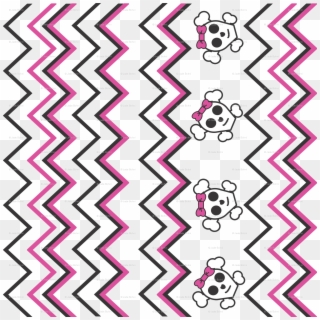 Girly Skull & Crossbone With Pink Zig Zags Wallpaper - Illustration Clipart