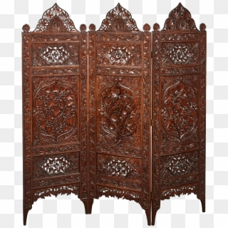 3 Panel Elaborately Carved Indian Screen On Decaso Clipart