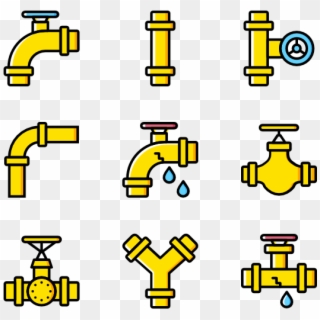 Pipes And Water Flow - Water Pipes Flat Icon Clipart
