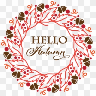 Hello Autumn Wreath - Circle Clipart